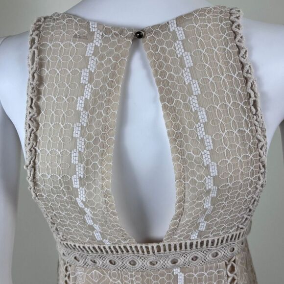 Free People Wherever You Go Size 4 Crochet Babydoll Mini Fit & Flare Dress Boho - Picture 13 of 14